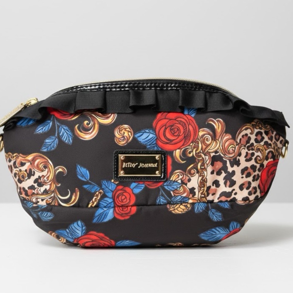 Betsey Johnson Black and Red Cosmetic Bag EUC
